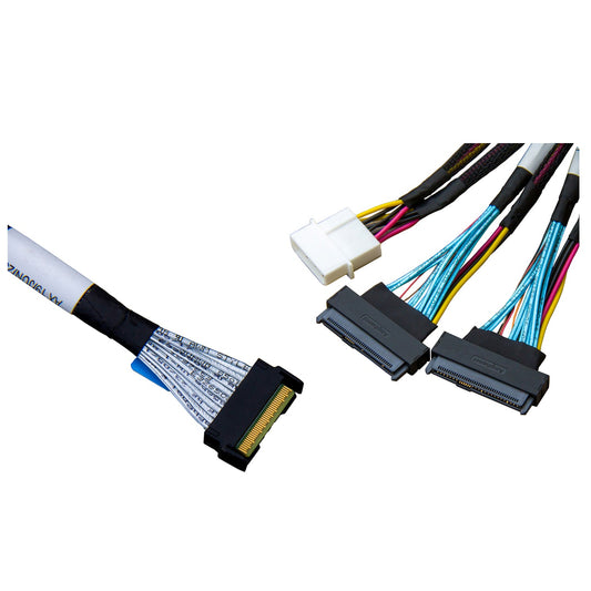 DiliVing MCIO x8 to 2*U.2 NVMe Adapter,SFF-TA-1016 74Pin to 2*SFF-8639 68Pin Cable with Power,PCIe4.0 Mini Cooledge IO Cable 80CM