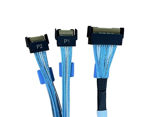 Dilinker MCIO x8 to 2*MCIO x4,SFF-TA-1016 74Pin to 2*SFF-TA-1016 38Pin,PCIe Gen5 Mini Cooledge IO，Double Straight Cable 70CM(CBL-MCIO-1235M5Y)