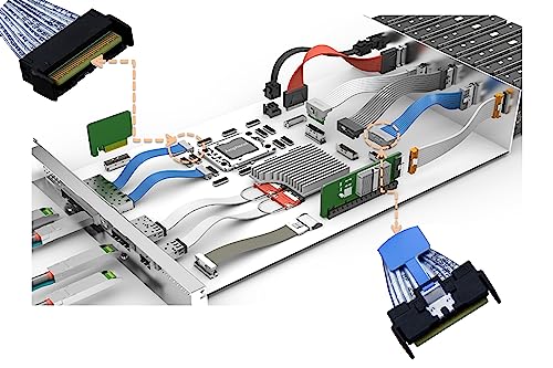Dilinker MCIO x8 to 2*MCIO x4,SFF-TA-1016 74Pin to 2*SFF-TA-1016 38Pin,PCIe Gen5 Mini Cooledge IO，Double Straight Cable 70CM(CBL-MCIO-1235M5Y)