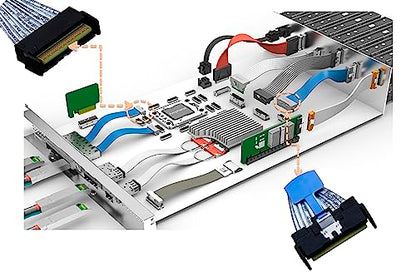 Dilinker MCIO x8 to 2*MCIO x4,SFF-TA-1016 74Pin to 2*SFF-TA-1016 38Pin,PCIe Gen5 Mini Cooledge IO，Double Straight Cable 70CM(CBL-MCIO-1235M5Y)