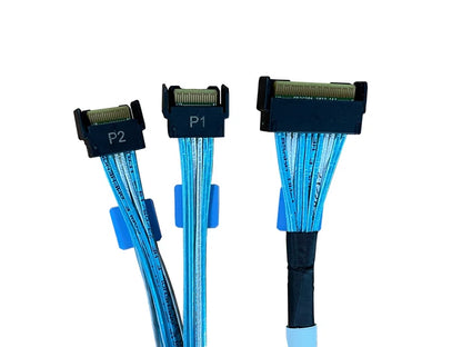 Dilinker MCIO x8 to 2*MCIO x4,SFF-TA-1016 74Pin to 2*SFF-TA-1016 38Pin,PCIe Gen5 Mini Cooledge IO，Double Straight Cable 70CM(CBL-MCIO-1235M5Y)