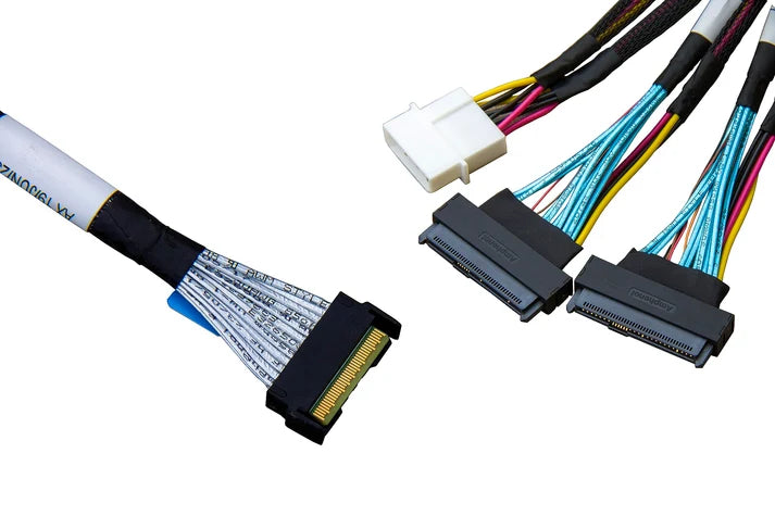 DiliVing MCIO x8 to 2*U.2 NVMe Adapter,SFF-TA-1016 74Pin to 2*SFF-8639 68Pin Cable with Power,PCIe4.0 Mini Cooledge IO Cable 80CM