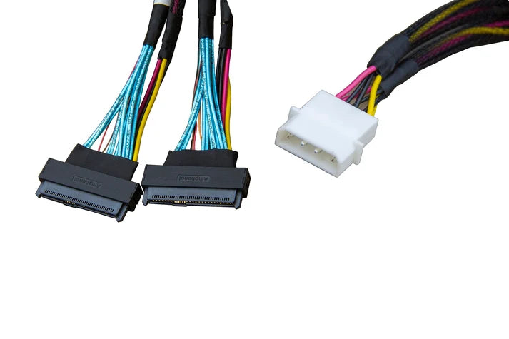 DiliVing MCIO x8 to 2*U.2 NVMe Adapter,SFF-TA-1016 74Pin to 2*SFF-8639 68Pin Cable with Power,PCIe4.0 Mini Cooledge IO Cable 80CM