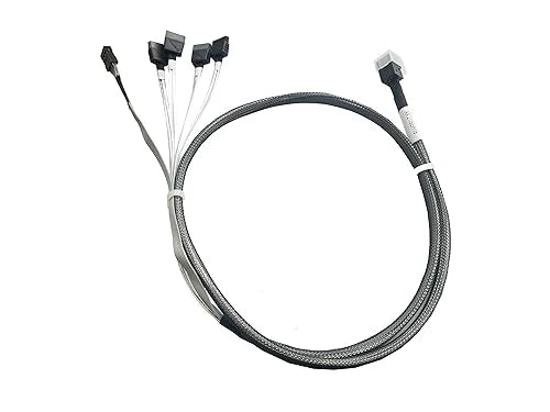 Dilnker MiniSAS-HD (Backplane) to 4*SATA (Host/Controller),4*SATA to SFF-8643 Cable, SFF-8643 for Backplane, 4*Sata for Controller Connect,2.46ft/75CM