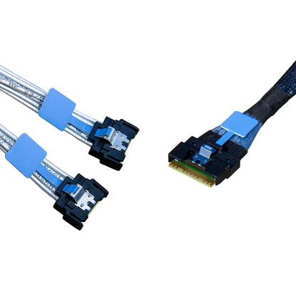 Dilinker Australia SlimSAS x8 to 2*MCIO x4,SFF-8654 74Pin to 2*SFF-TA-1016 38Pin,PCIe Gen5 Mini Cooledge IO，Double Straight Cable 80CM(CBL-SAST-0953)