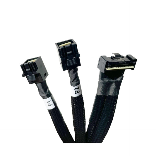 DiliVing SlimSAS LP 8X to 2*MiniSAS HD 4X,SFF-8654 LP 74pin to 2*SFF-8643 36pin Cable 80cm(Suitable for DELL Server H750/755)